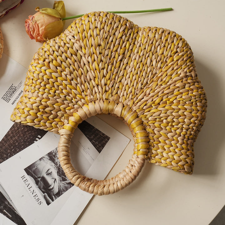 Handmade beach bag made of braided seagrass