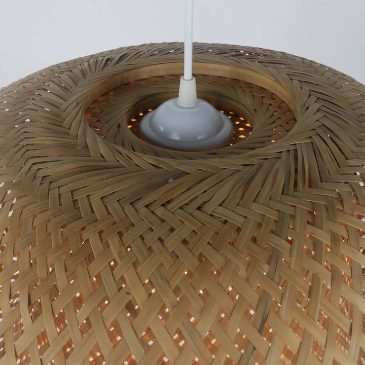 Elegant pendant lamp made of hand-woven rattan