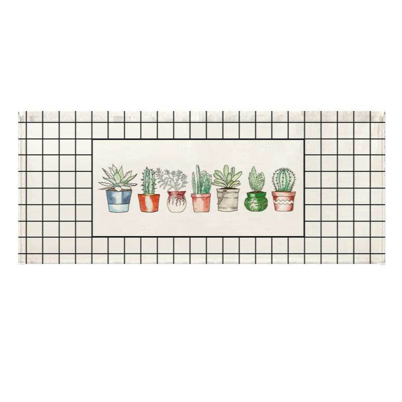 Printed Succulent Watercolor Runner Rug Mat for Kitchen and Entry
