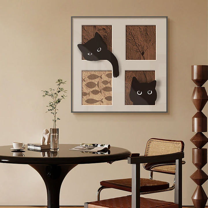 Decorative Framed Cat Artwork
