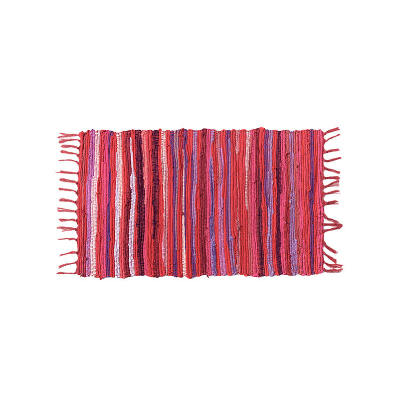 Handwoven cotton rug runner with fringes