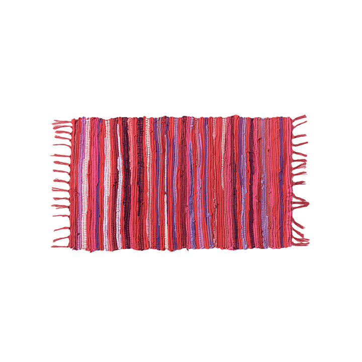Handwoven cotton rug runner with fringes