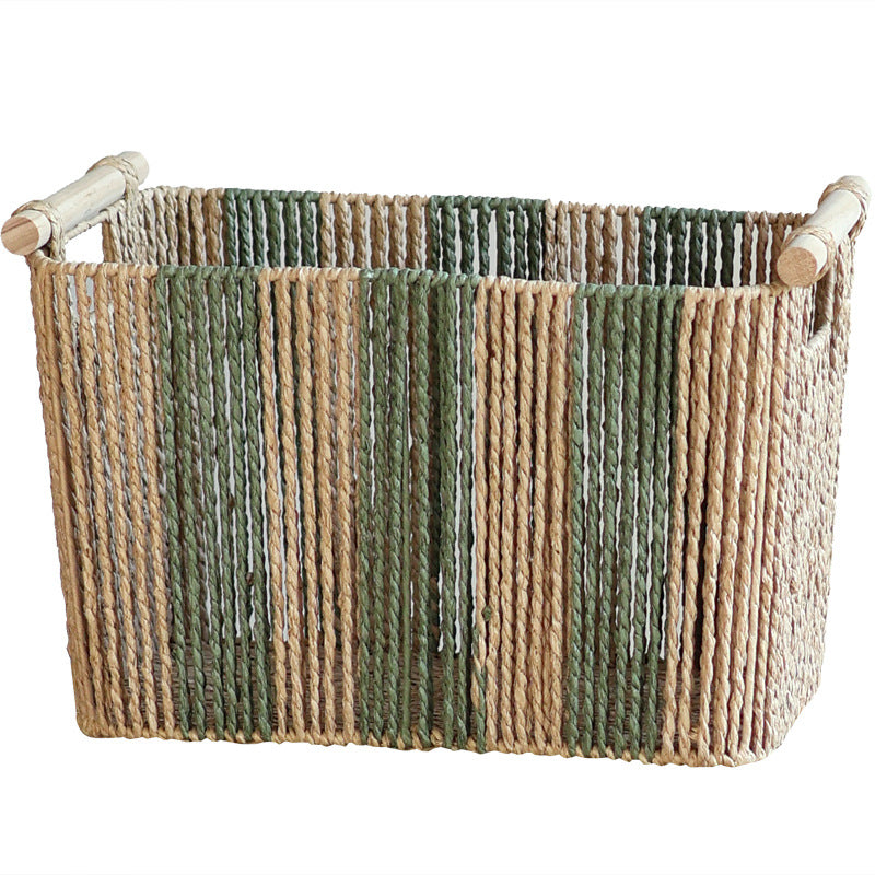 Handcrafted storage basket with natural fiber