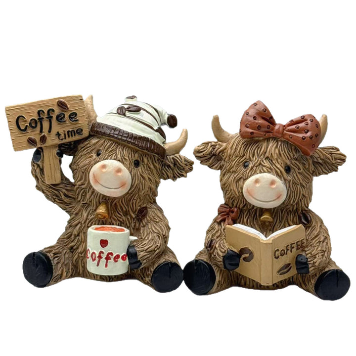 Decorative Highland Cattle Coffee Figure