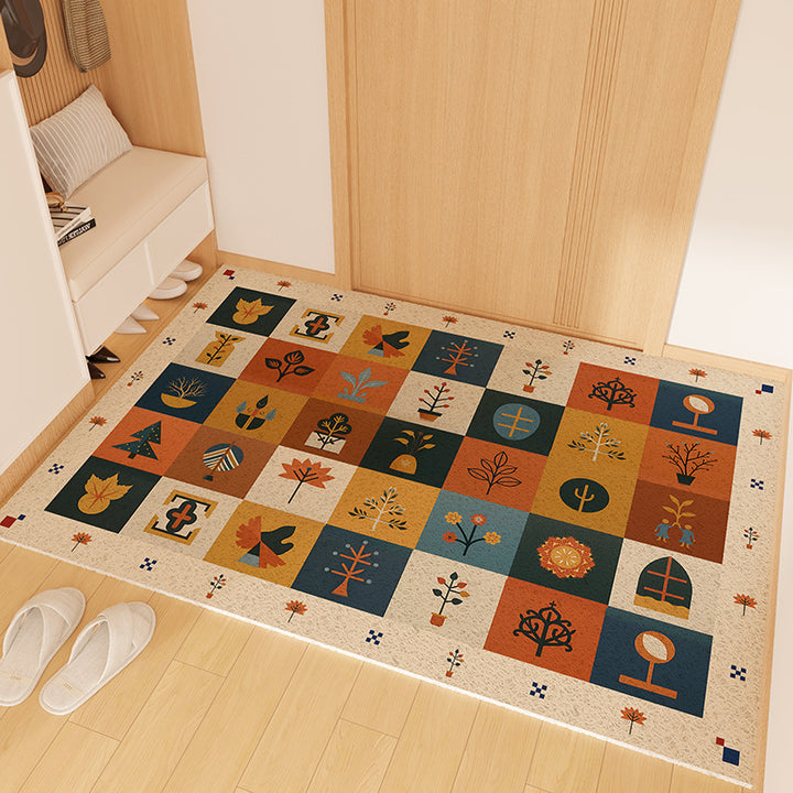 Playful Striped Dog Print Welcome Mat