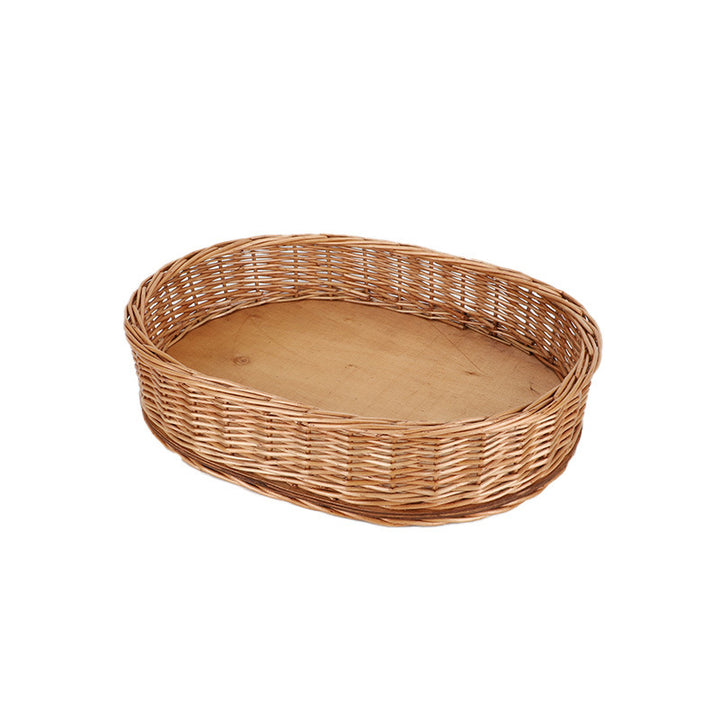 Decorative Round Woven Basket with Wooden Base