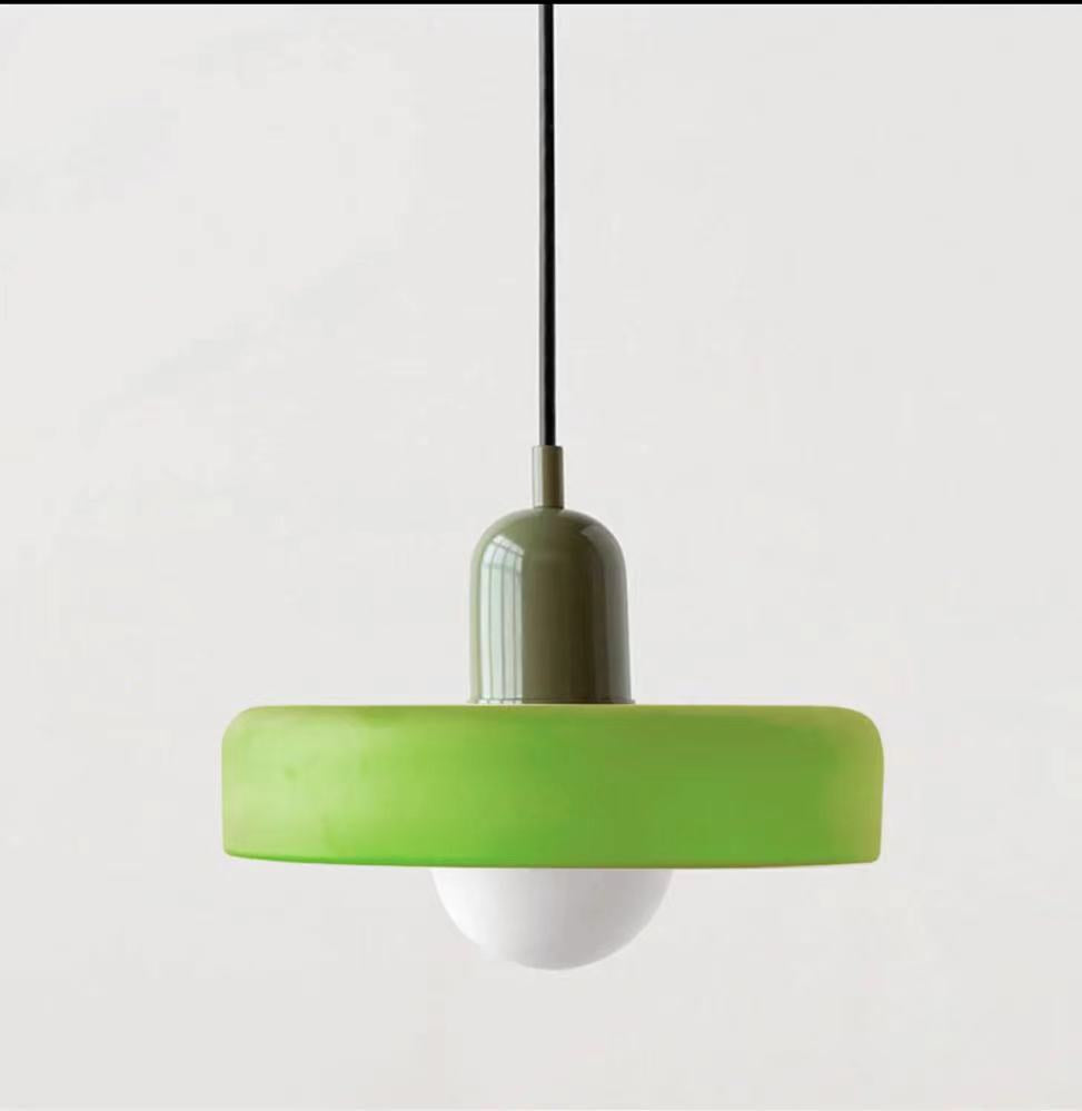 Minimalistic ceramic pendant lamp with layered bell shade