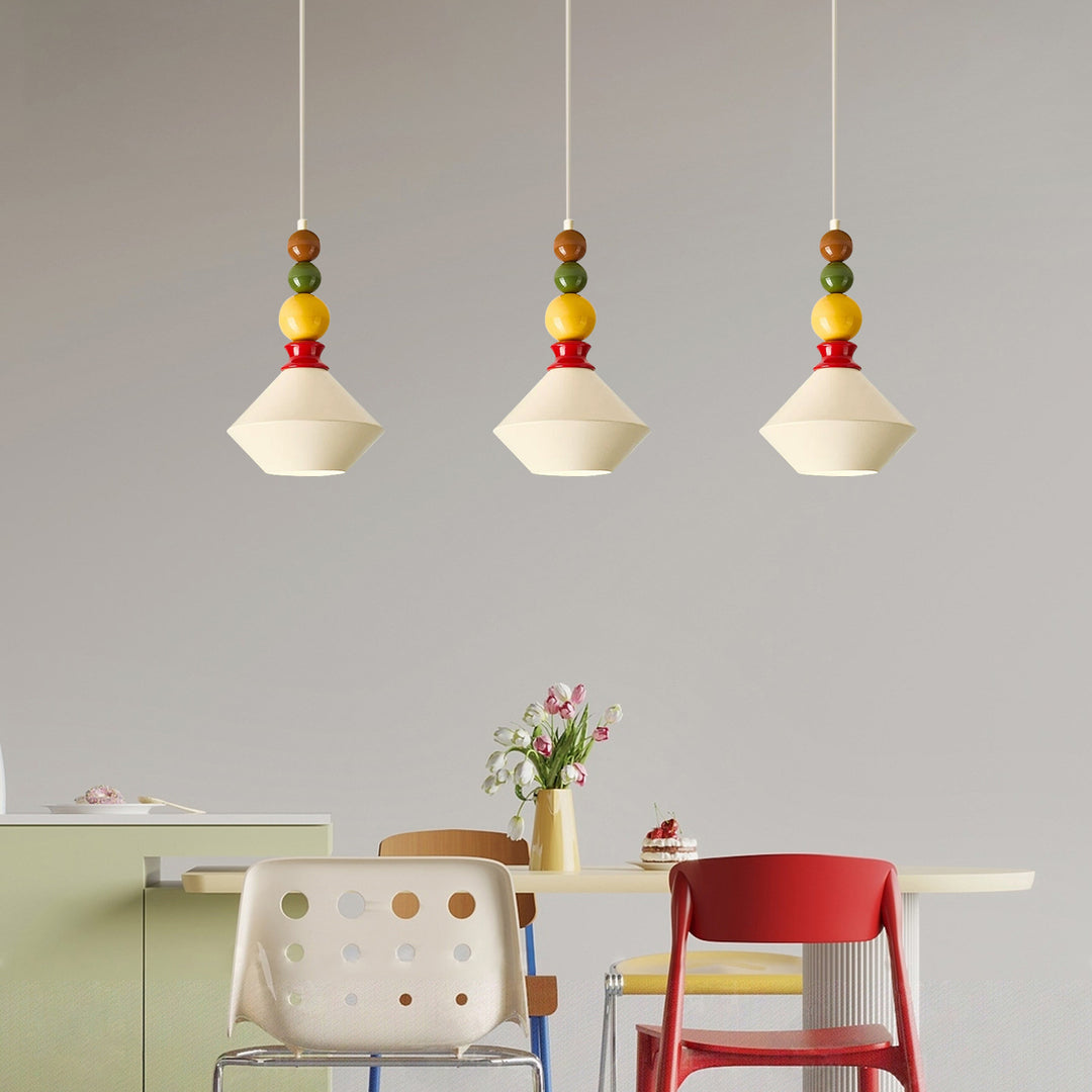 Mid-Century Geometric Ceramic Bead Pendant Light