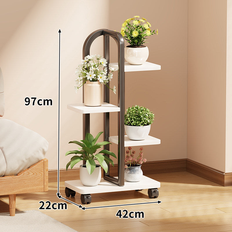 Rolling Vertical Plant Display Shelf with Arch Handle