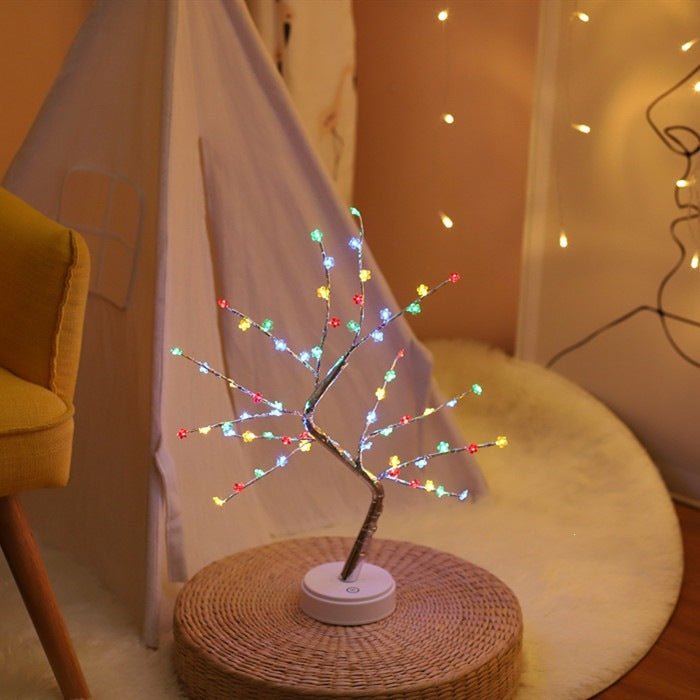 Star-decorated LED branch table lamp with warm micro dimmable lights