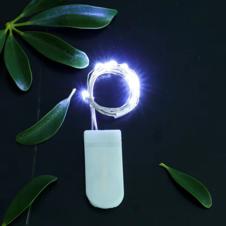 Battery-operated LED copper wire fairy lights set with plug battery pack