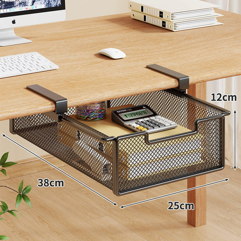 Under-Desk Sliding Mesh Storage Drawer with Clamp Mount