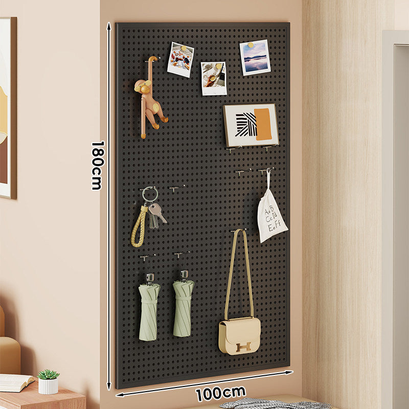 Wall-Mounted Perforated Pegboard Organizer Panel with Modular Hooks