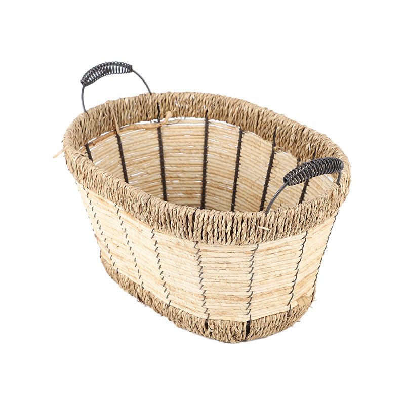 Practical storage basket with stainless steel handles