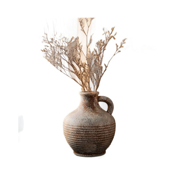 Rustic ceramic vase with handles