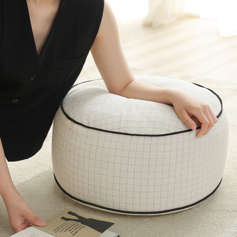 Round floor sitting pouf with EPP foam bead filling and removable zipper