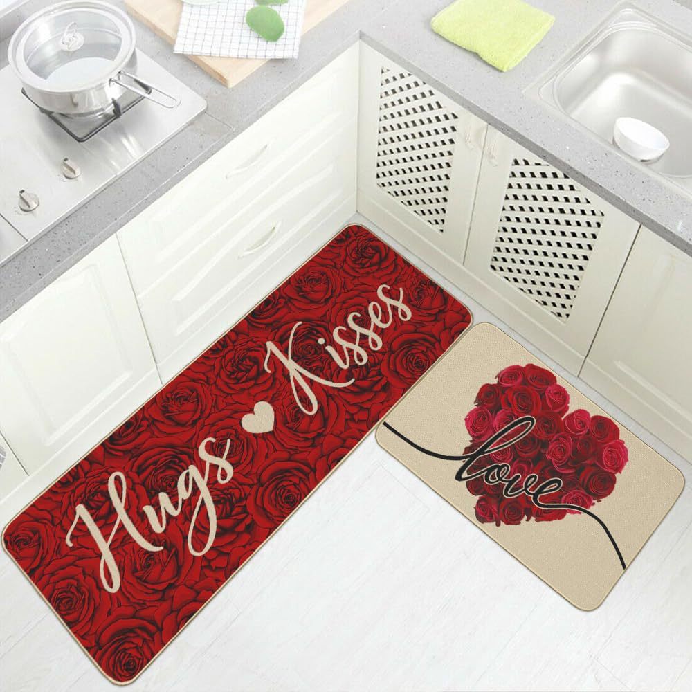Heart-Themed Kitchen Runner Mat