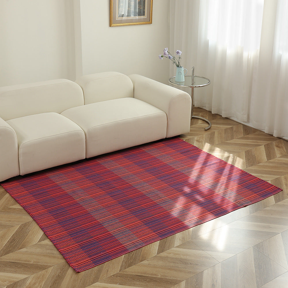 Striped flat woven carpet for living room with low pile and modern striped pattern