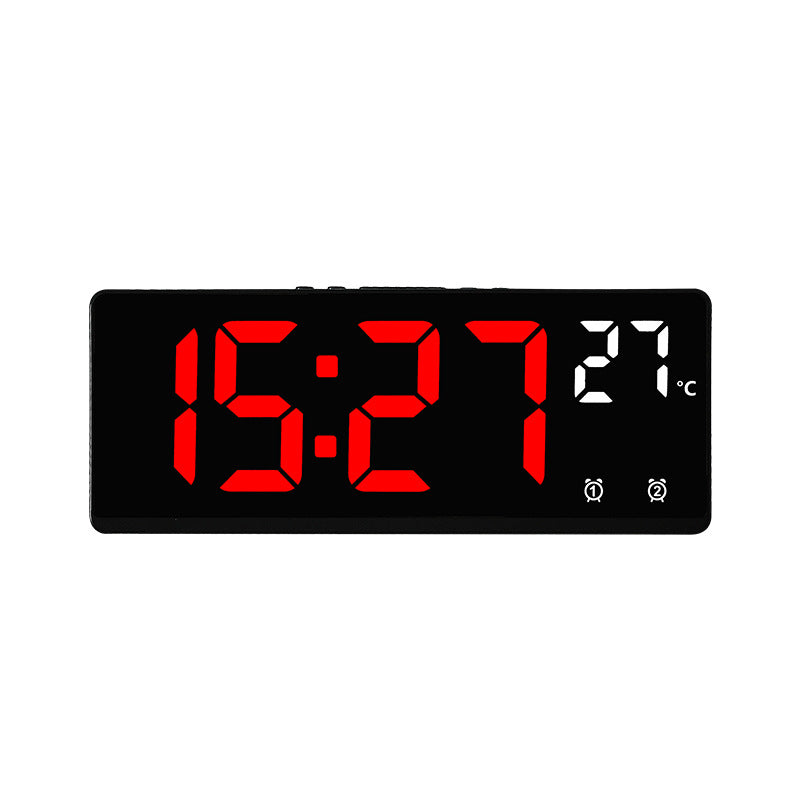 Digital alarm clock with mirror display and temperature function