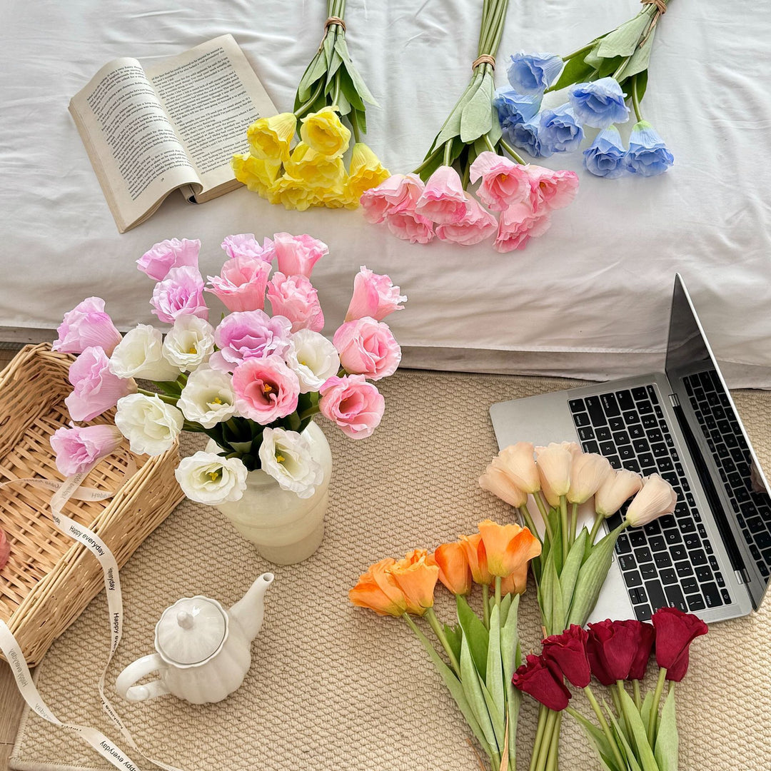 Realistic Silk Tulip Bouquet for Home Display