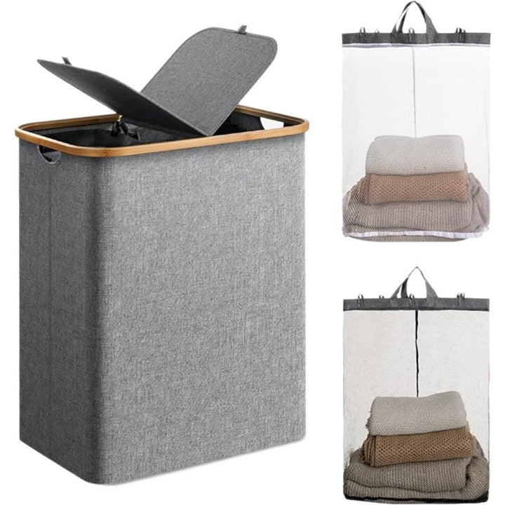Laundry basket with practical lid and carrying handles