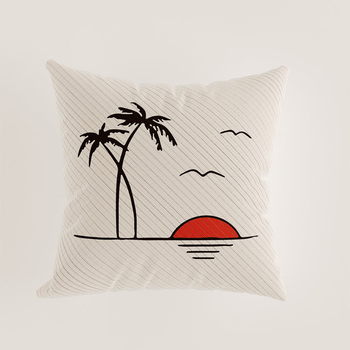 Decorative Square Linen-Texture Abstract Sketch Throw Pillow Cover