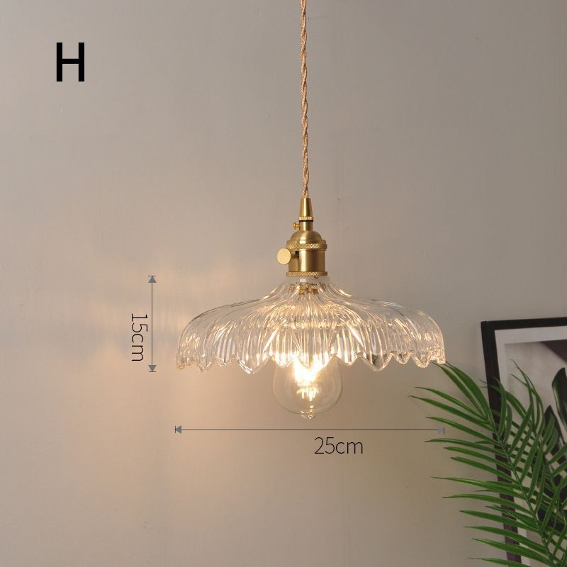 Fluted Glass Pendant Lamp with Vintage Brass Socket