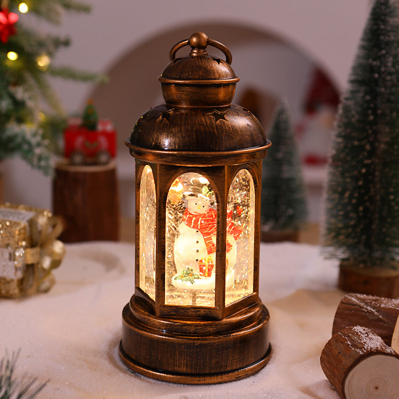 Illuminated Christmas lantern with Santa Claus scene
