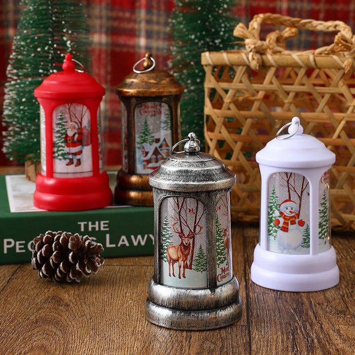 Nostalgic Christmas lantern with glowing Santa Claus motif
