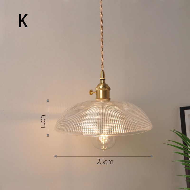 Fluted Glass Pendant Lamp with Vintage Brass Socket