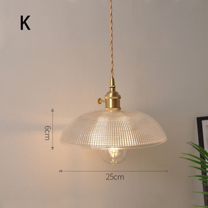 Fluted Glass Pendant Lamp with Vintage Brass Socket
