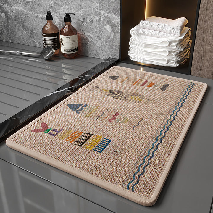 Luxurious Floral Print Bath Mat