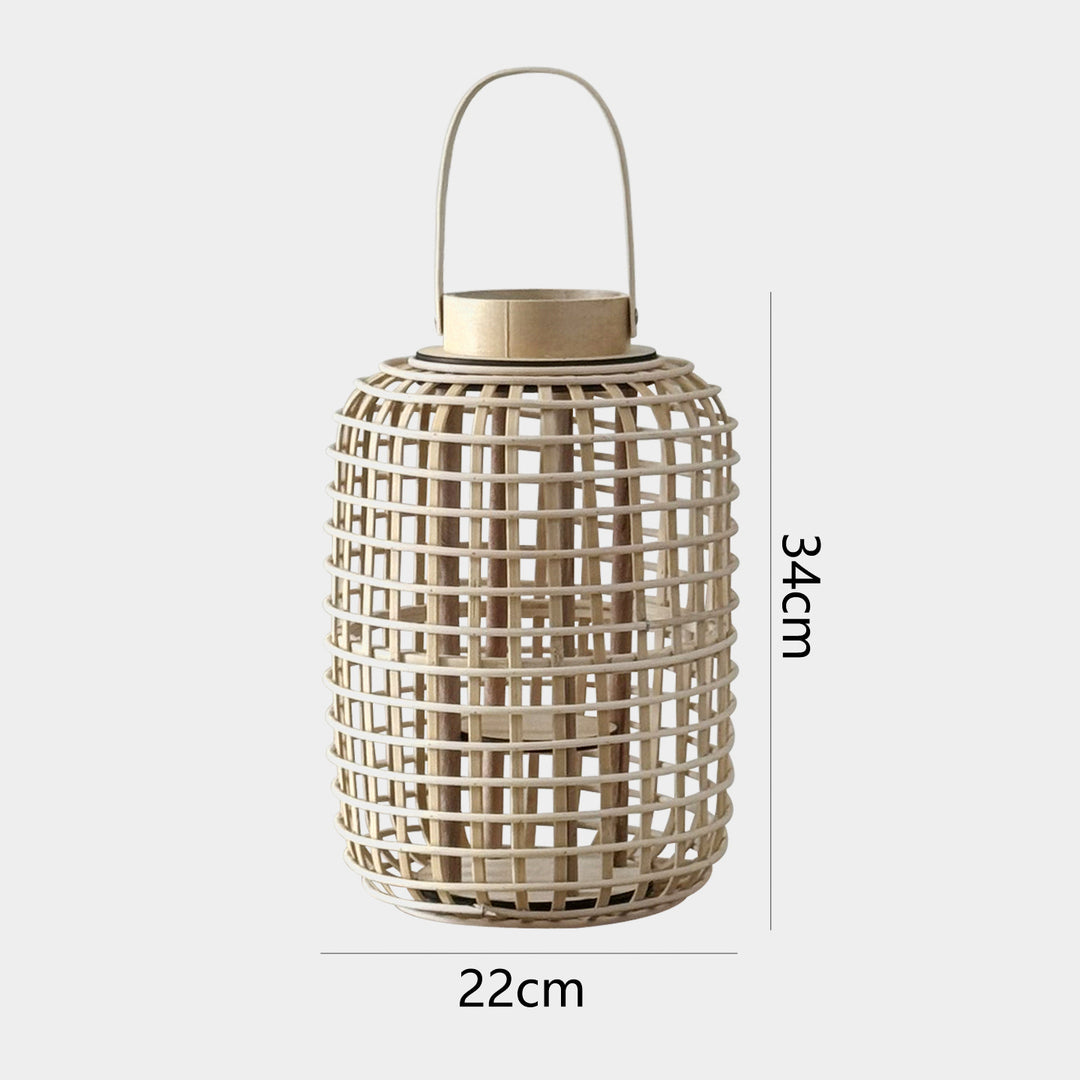 Rustic lantern made of woven material