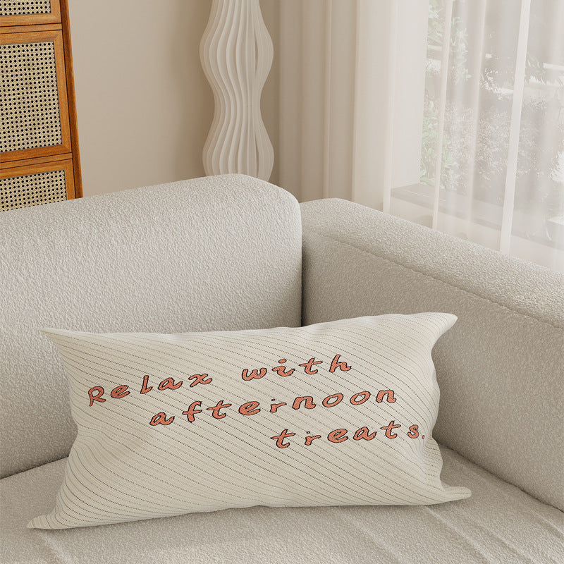 Cotton-Linen Kawaii Breakfast Bread and Coffee Illustrated Decorative Throw Pillow Cover