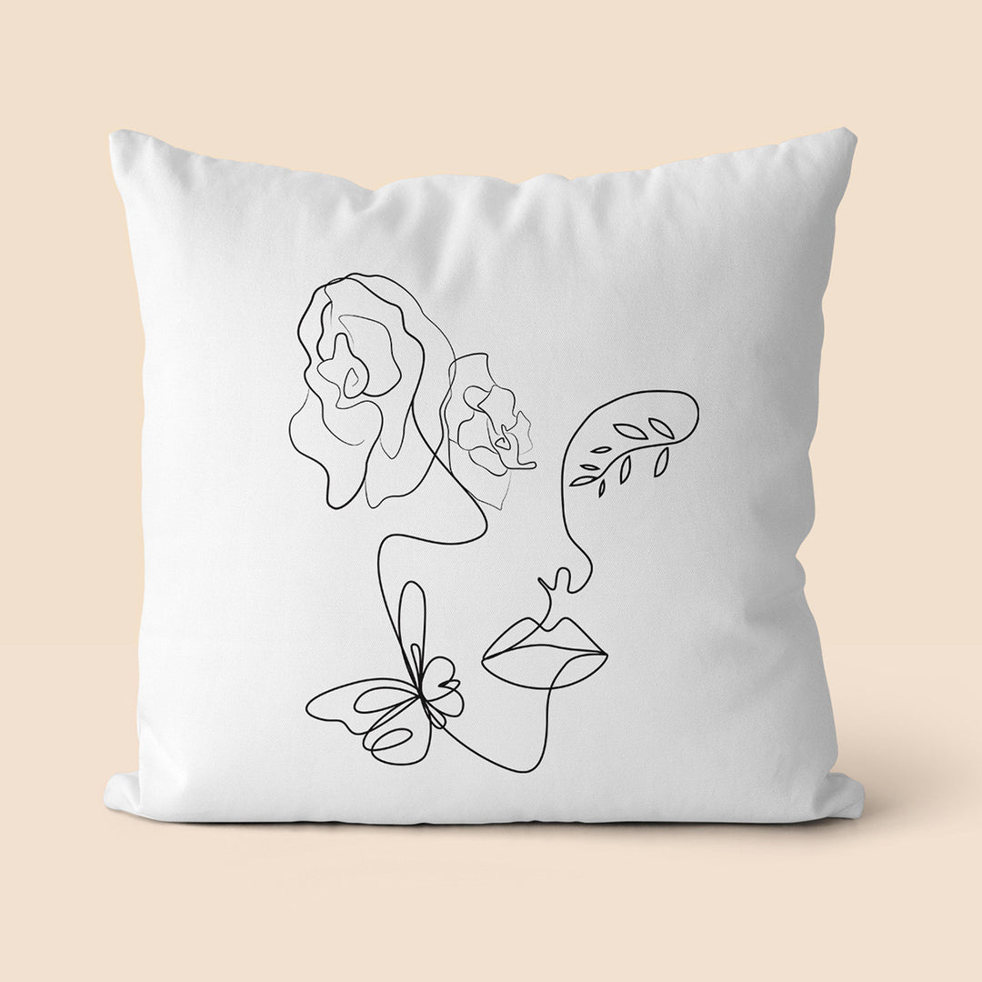 Artistic Line Drawing Throw Pillow