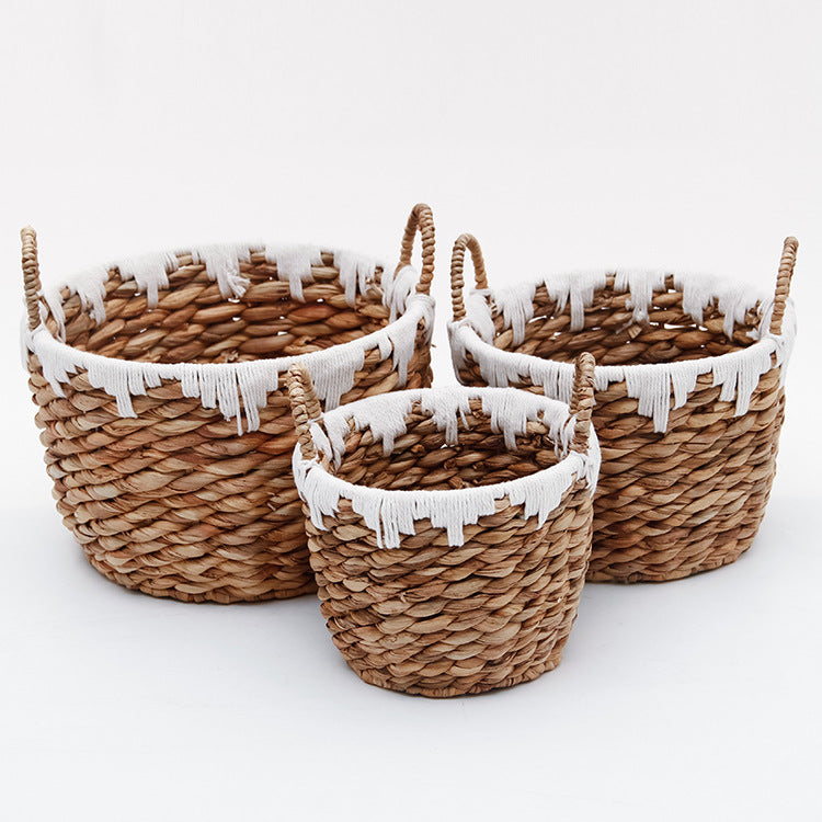 Basket with Macrame Accents