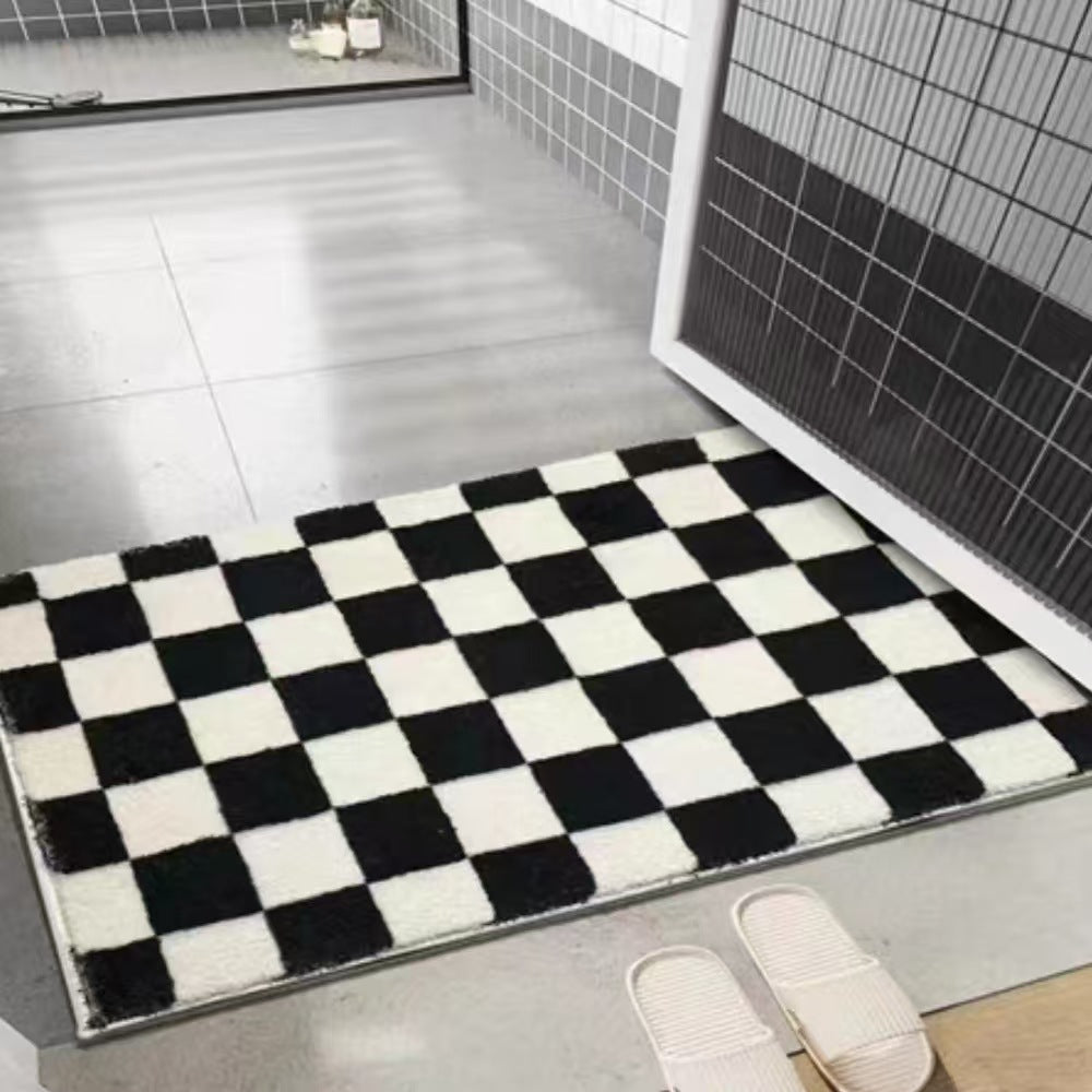 Plush Checkerboard Bath Rug