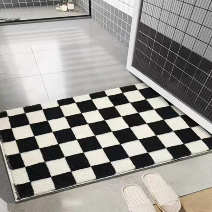 Plush Checkerboard Bath Rug