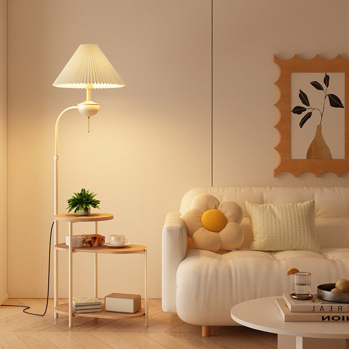 Multifunctional floor lamp with integrated side table