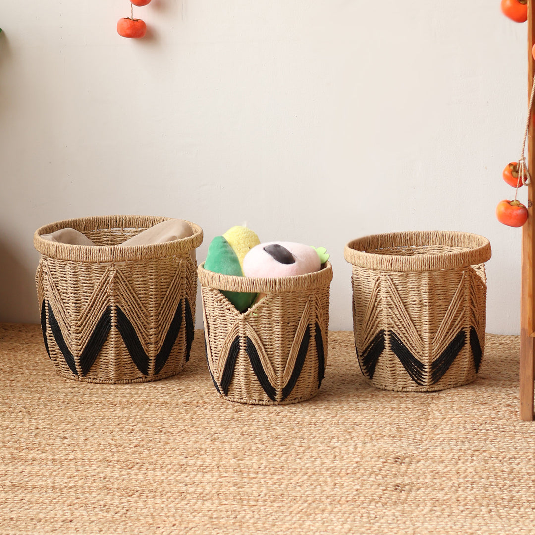 Decorative basket with graphic pattern