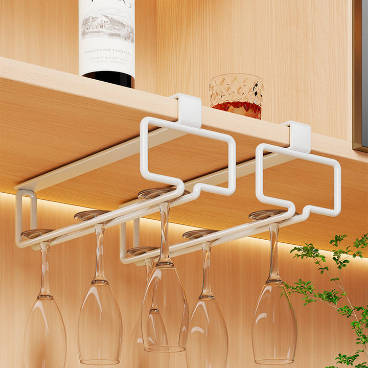 Under-Shelf Stainless Steel Double-Row Wine Glass Holder Rack