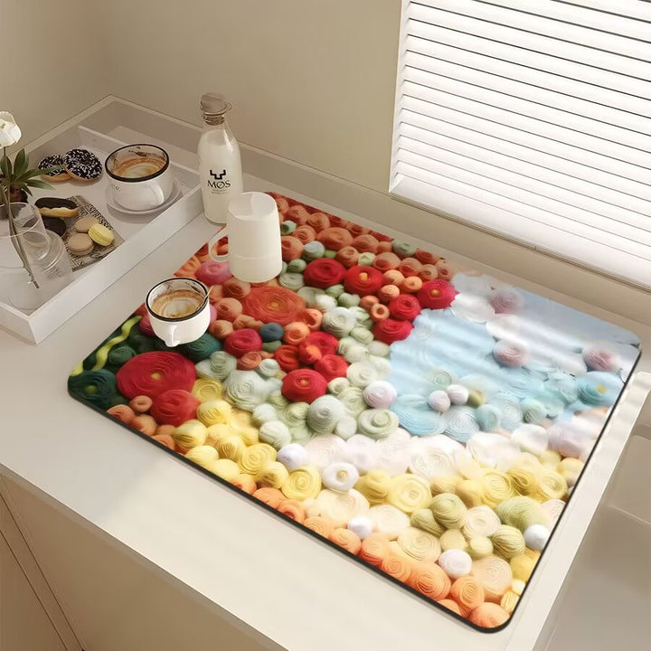 Floral-Themed Kitchen Mat