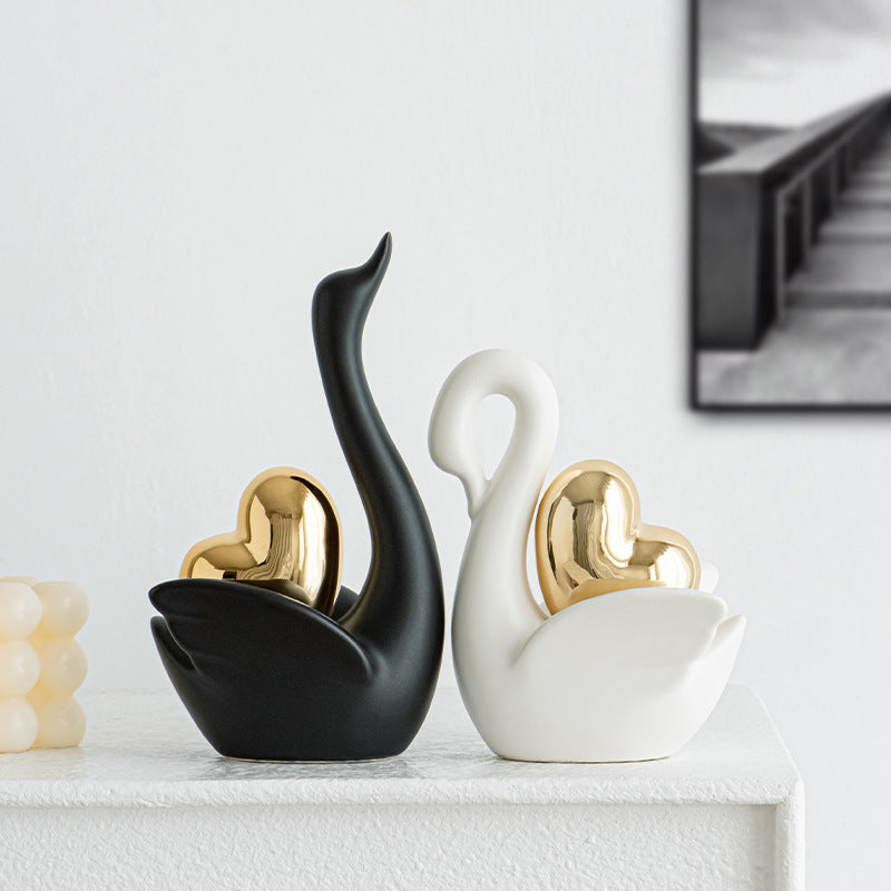 Elegant and romantic swans decorative figure