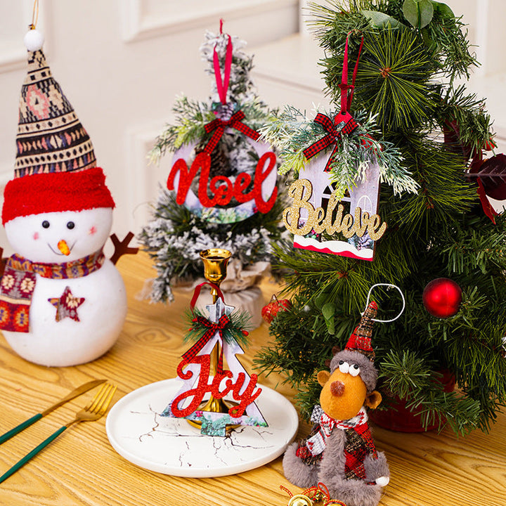 Decorative wooden sign with Christmas message