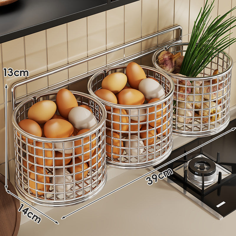 Wall-Mounted Stainless Steel Wire Egg Storage Basket