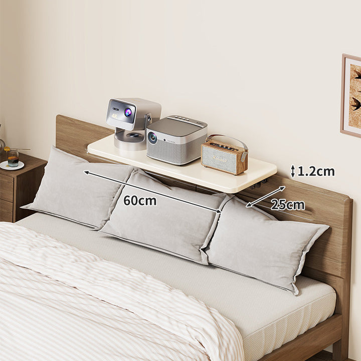 Wall-Mounted Slim Floating Headboard Shelf with Rounded Corners and Concealed Brackets
