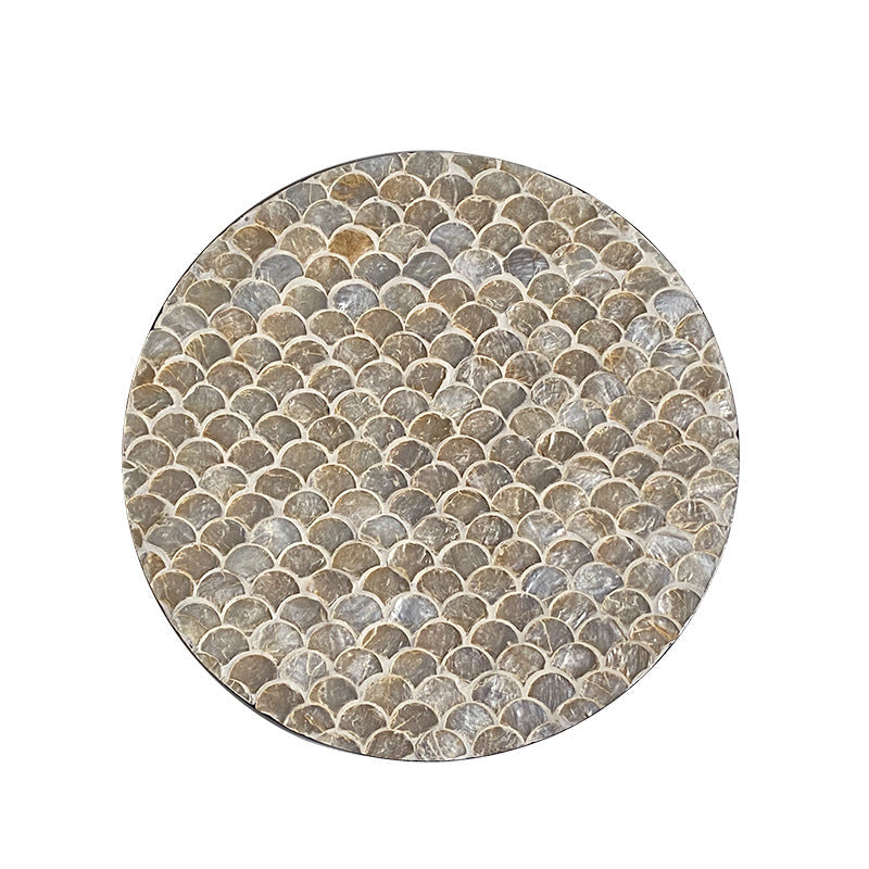 Round serving board made from noble shells
