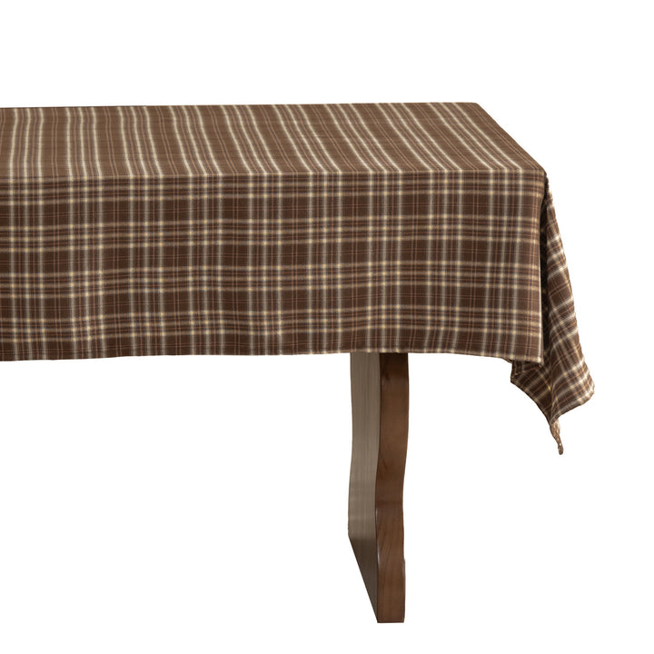Checkered flannel tablecloth made of cotton blend with soft texture