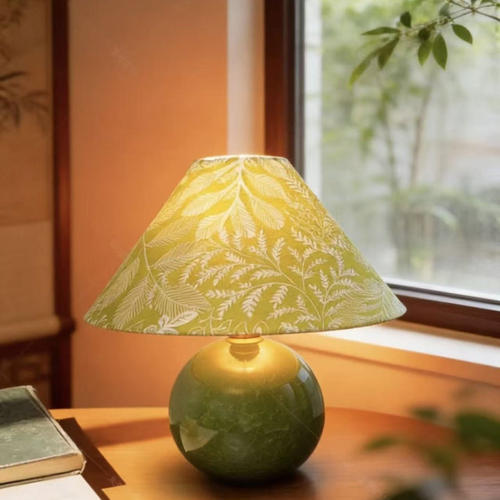 Botanically patterned table lamp
