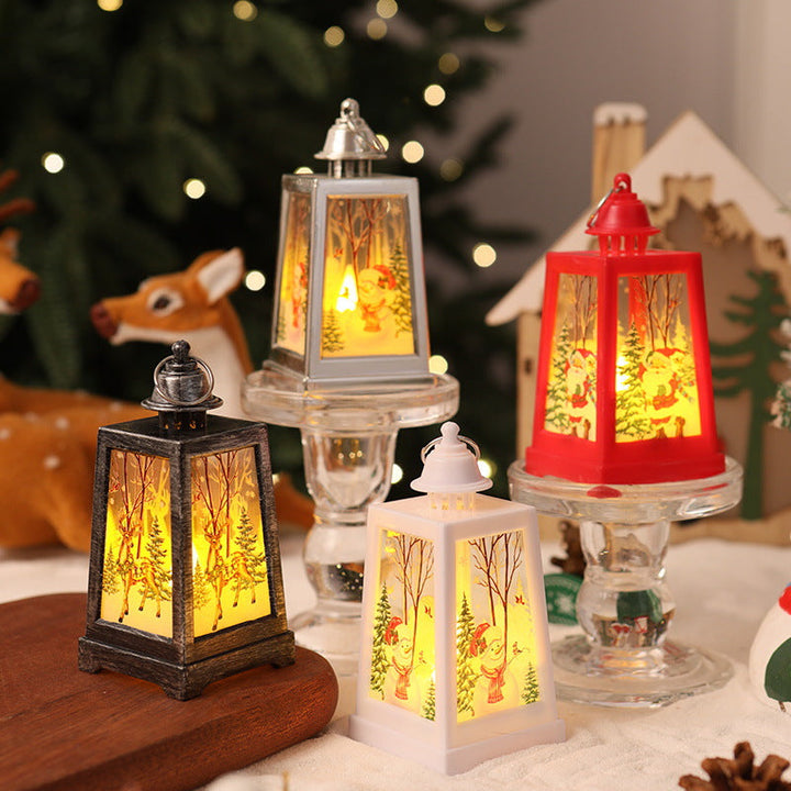 Decorative Christmas lantern with winter motifs